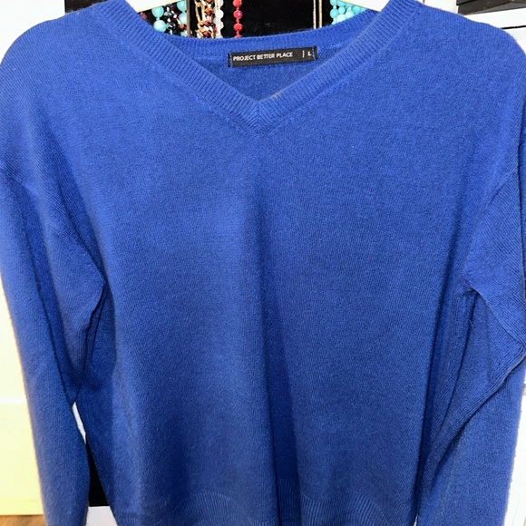 Mixed Blend Blue Sweater - Picture 2 of 3